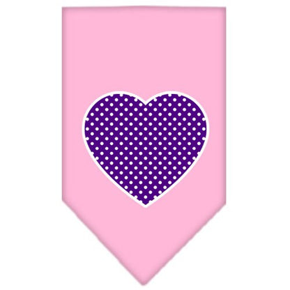 Pet and Dog Bandana Screen Printed, "Purple Swiss Dot Heart"