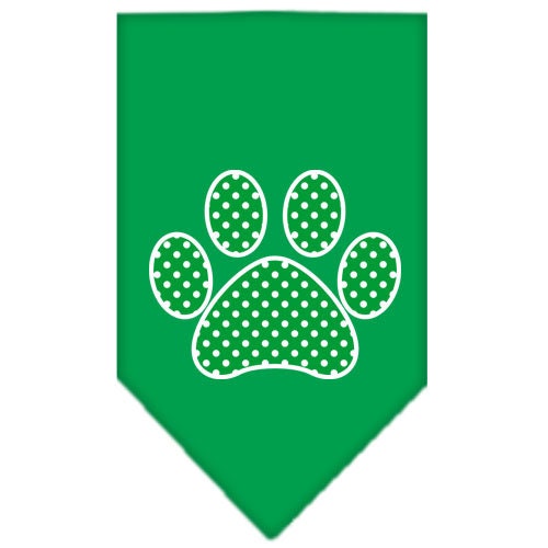 Pet and Dog Bandana Screen Printed, "Green Swiss Dot Paw"