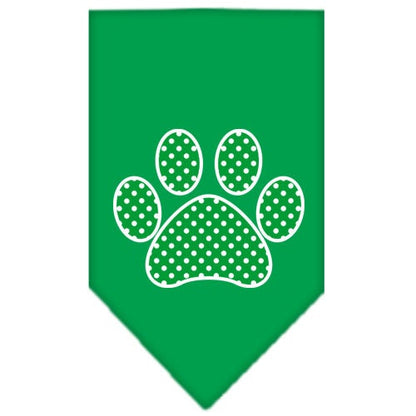 Pet and Dog Bandana Screen Printed, "Green Swiss Dot Paw"