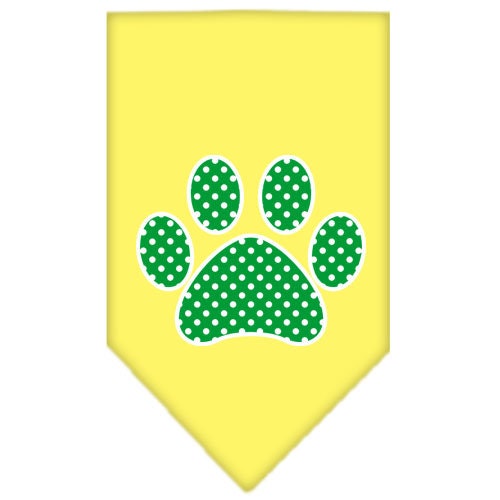 Pet and Dog Bandana Screen Printed, "Green Swiss Dot Paw"