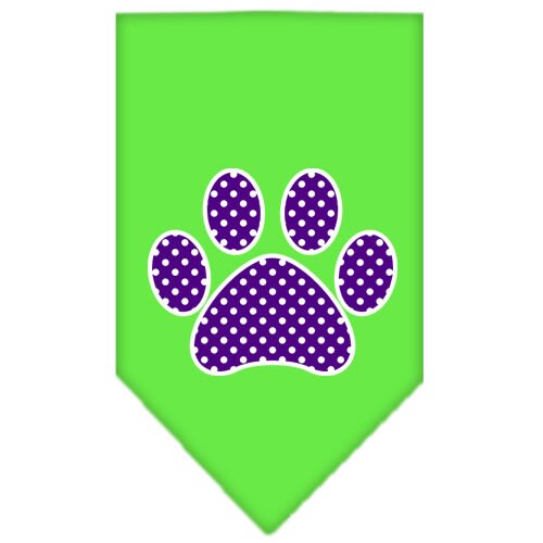 Pet and Dog Bandana Screen Printed, "Purple Swiss Dot Paw"