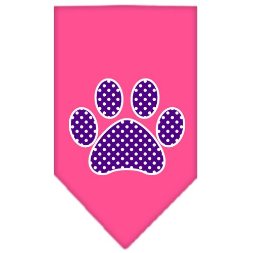 Pet and Dog Bandana Screen Printed, "Purple Swiss Dot Paw"