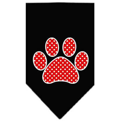 Pet and Dog Bandana Screen Printed, "Red Swiss Dot Paw"