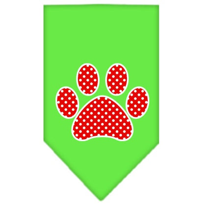 Pet and Dog Bandana Screen Printed, "Red Swiss Dot Paw"