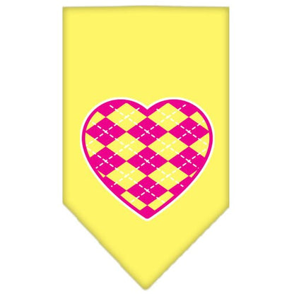 Pet and Dog Bandana Screen Printed, "Pink Argyle Heart"