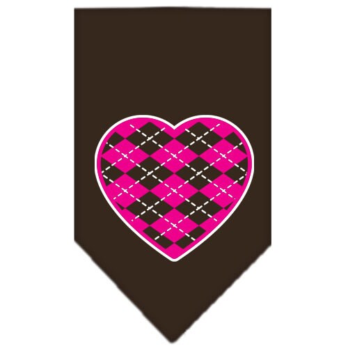 Pet and Dog Bandana Screen Printed, "Pink Argyle Heart"