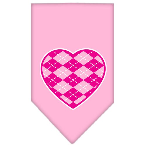 Pet and Dog Bandana Screen Printed, "Pink Argyle Heart"