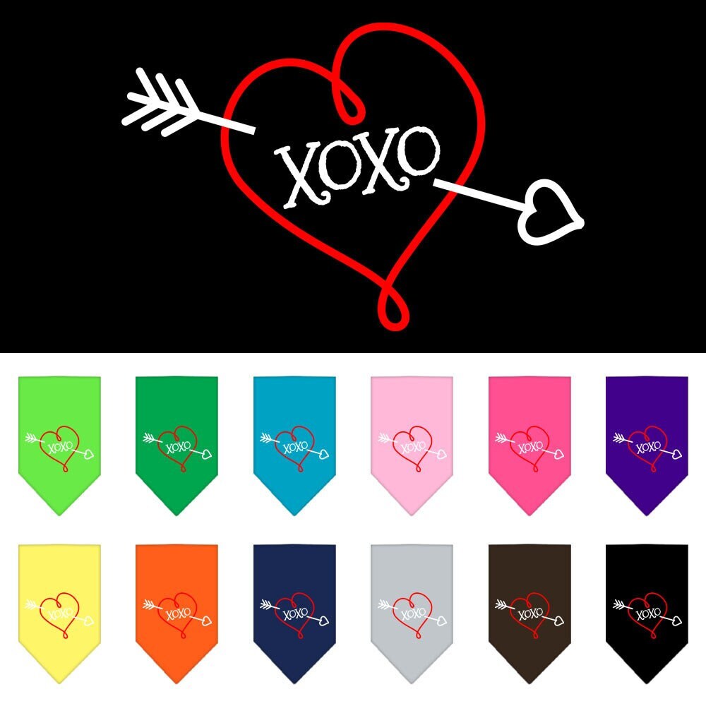 Pet and Dog Bandana Screen Printed, "XOXO"