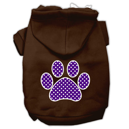 Pet, Dog & Cat Hoodie Screen Printed, "Purple Swiss Dots Paw"