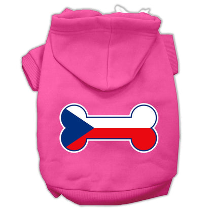 Pet, Dog & Cat Hoodie Screen Printed, "Bone Shaped Czech Republic Flag"