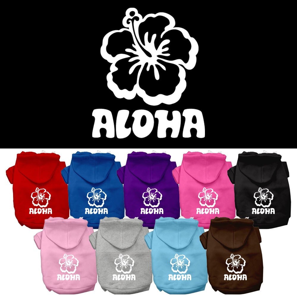 Pet, Dog & Cat Hoodie Screen Printed, "Aloha Flower"