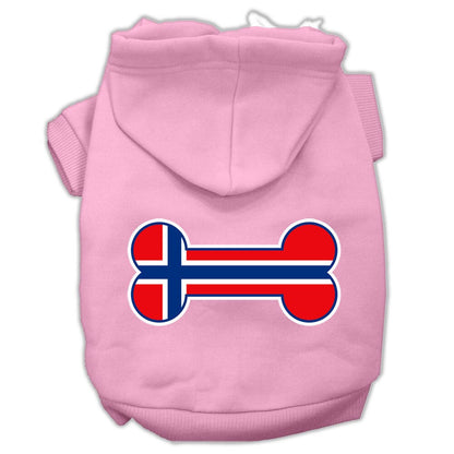 Pet, Dog & Cat Hoodie Screen Printed, "Bone Shaped Norway Flag"