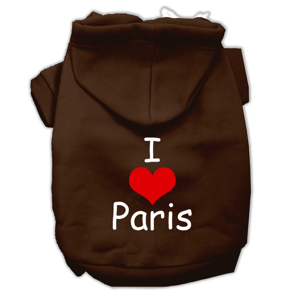 Pet, Dog & Cat Hoodie Screen Printed, "I Love Paris"