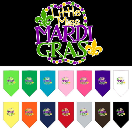 Pet and Dog Bandana Screen Printed, "Little Miss Mardi Gras"