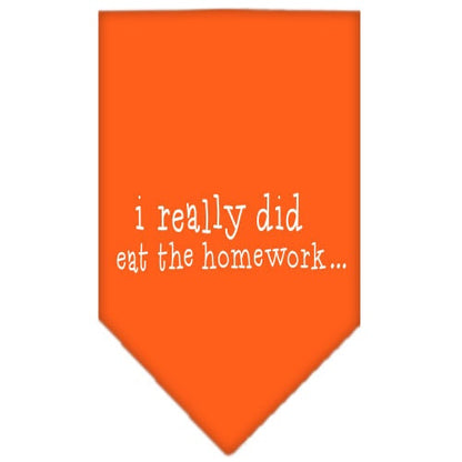 Pet and Dog Bandana Screen Printed, "I Really Did Eat The Homework"