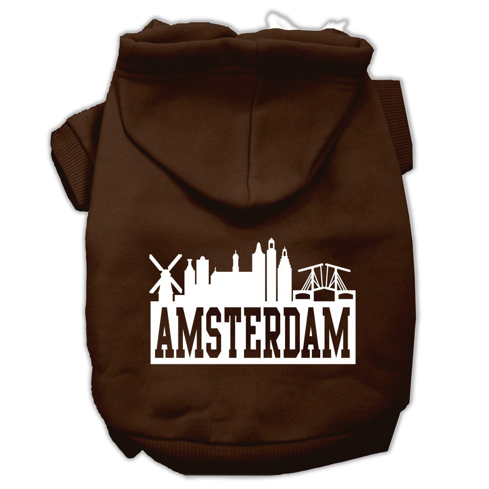 Pet, Dog & Cat Hoodie Screen Printed, "Amsterdam Skyline"