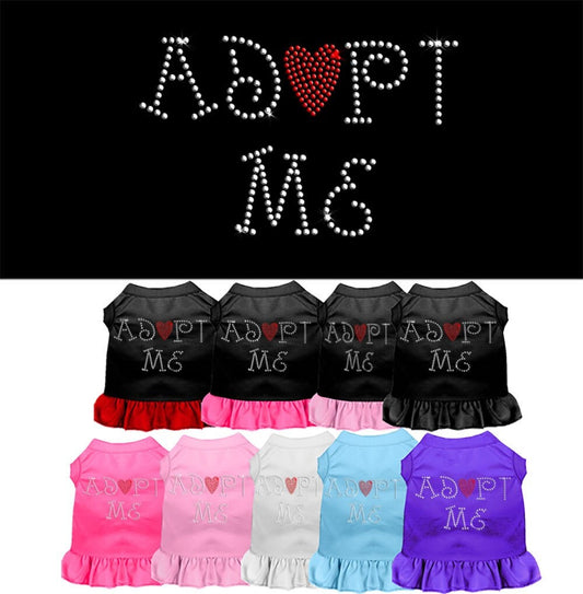 Pet Dog & Cat Dress Rhinestone, "Adopt Me"