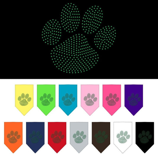 Pet and Dog Bandana Rhinestone, "Paw Green"