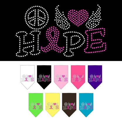 Pet and Dog Bandana Rhinestone, "Peace Love Hope Breast Cancer"