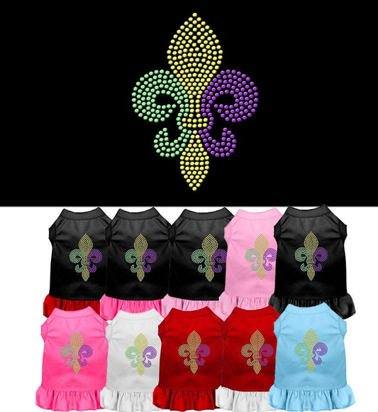 Pet Dog & Cat Dress Rhinestone, "Mardi Gras Fleur De Lis"