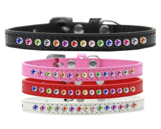 Dog, Puppy & Pet Fashion  Collar, "One Row Confetti Crystal Rimsets"