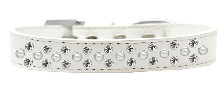 Dog, Puppy & Pet Fashion  Collar, "Pearl and Clear Crystal Rimsets Sprinkles"