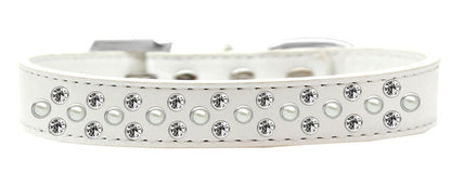 Dog, Puppy & Pet Fashion  Collar, "Pearl and Clear Crystal Rimsets Sprinkles"