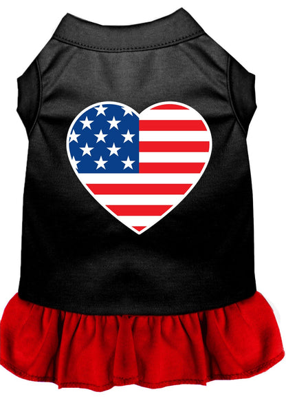 Pet Dog & Cat Dress Screen Printed, "American Flag Heart"