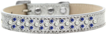 Dog, Puppy & Pet Ice Cream  Collar, "Pearl and Blue Crystal Rimsets Sprinkles"