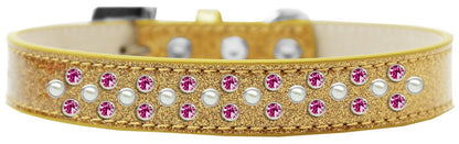 Dog, Puppy & Pet Ice Cream  Collar, "Pearl and Bright Pink Crystal Rimsets Sprinkles"