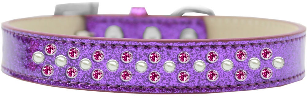 Dog, Puppy & Pet Ice Cream  Collar, "Pearl and Bright Pink Crystal Rimsets Sprinkles"