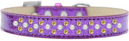 Dog, Puppy & Pet Ice Cream  Collar, "Pearl and Yellow Crystal Rimsets Sprinkles"