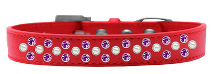 Dog, Puppy & Pet Fashion  Collar, "Pearl and Purple Crystal Rimsets Sprinkles"