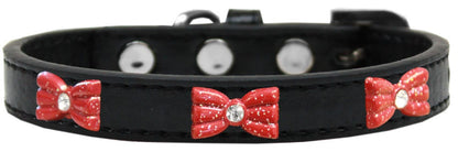 Dog, Puppy & Pet Widget Fashion Collar, "Red Glitter Bow"