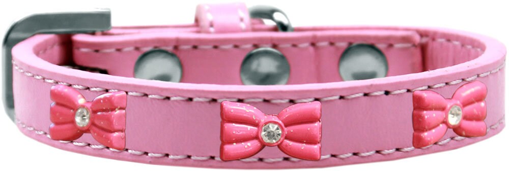 Dog, Puppy & Pet Widget Fashion Collar, "Pink Glitter Bow"