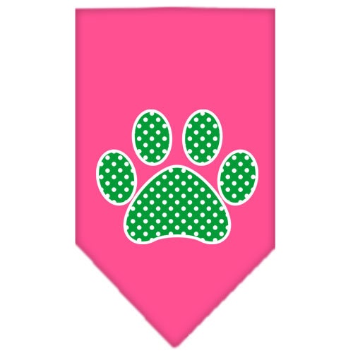 Pet and Dog Bandana Screen Printed, "Green Swiss Dot Paw"