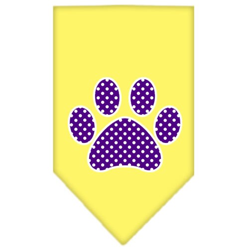 Pet and Dog Bandana Screen Printed, "Purple Swiss Dot Paw"