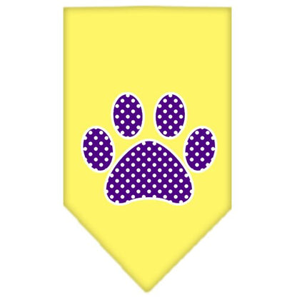 Pet and Dog Bandana Screen Printed, "Purple Swiss Dot Paw"