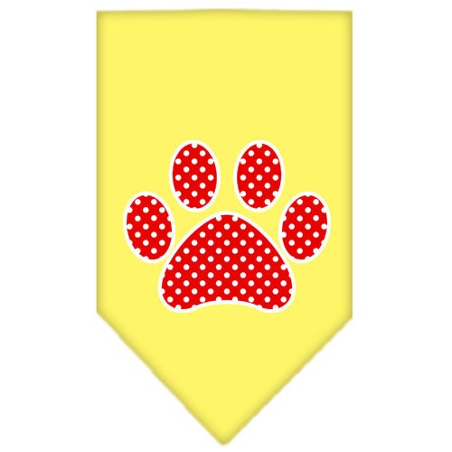 Pet and Dog Bandana Screen Printed, "Red Swiss Dot Paw"