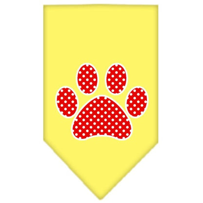 Pet and Dog Bandana Screen Printed, "Red Swiss Dot Paw"