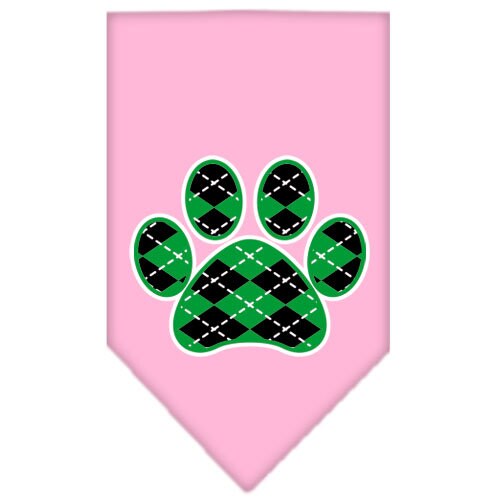 Pet and Dog Bandana Screen Printed,  "Green Argyle Paw"