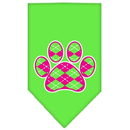 Pet and Dog Bandana Screen Printed,  "Pink Argyle Paw"