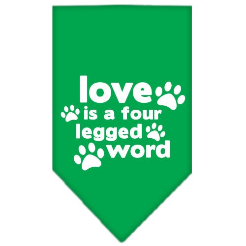 Pet and Dog Bandana Screen Printed, "Love Is A Four Legged Word"