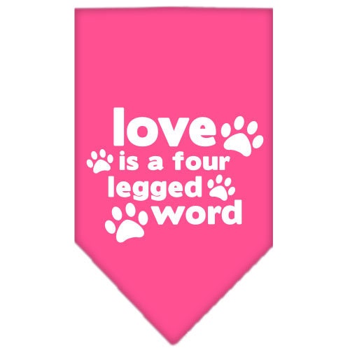 Pet and Dog Bandana Screen Printed, "Love Is A Four Legged Word"