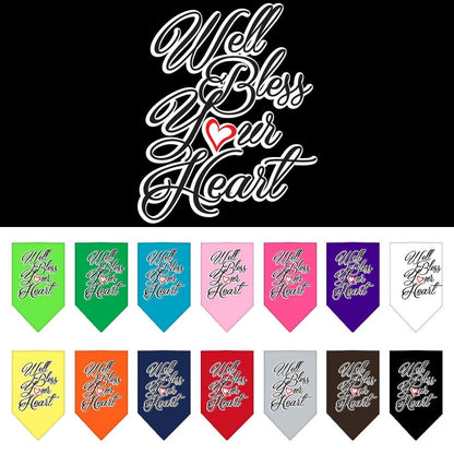 Pet and Dog Bandana Screen Printed, "Well Bless Your Heart"