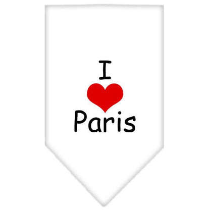 Pet and Dog Bandana Screen Printed, "I Love Paris"