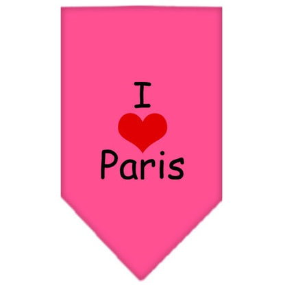 Pet and Dog Bandana Screen Printed, "I Love Paris"