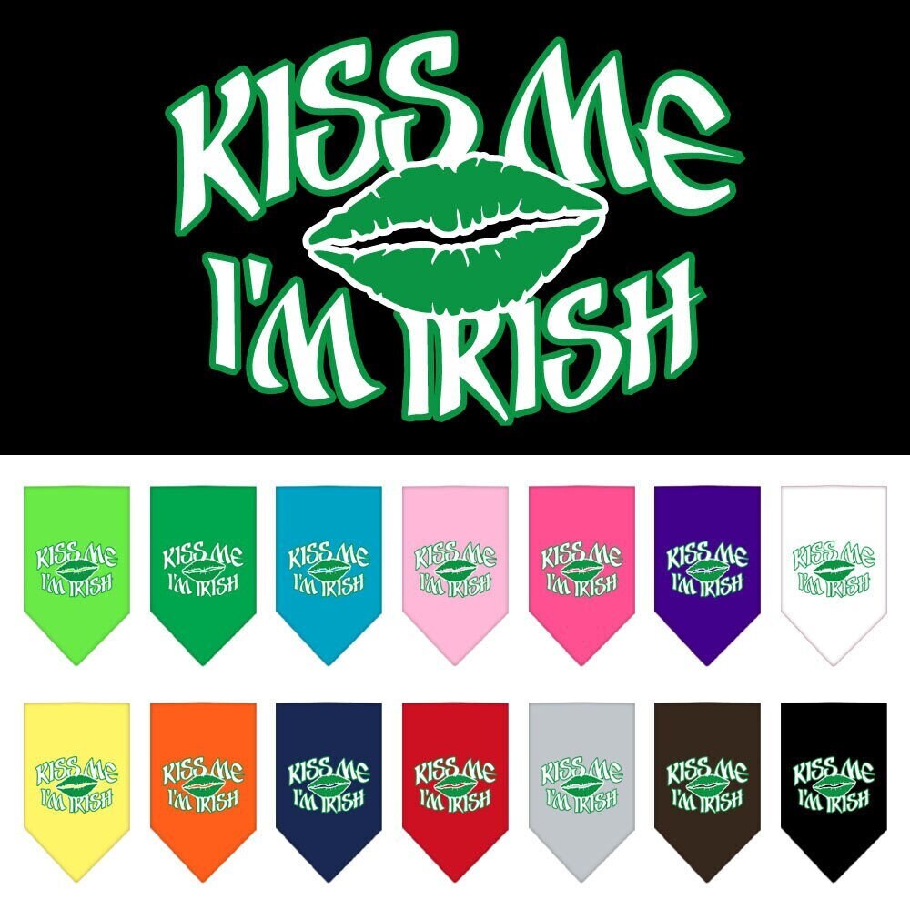 Pet and Dog Bandana Screen Printed, "Kiss Me I'm Irish"