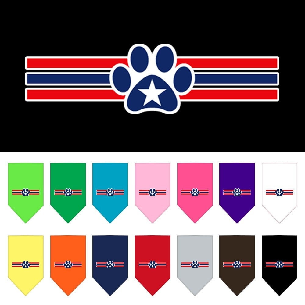 Pet and Dog Bandana Screen Printed, "Patriotic Star Paw"