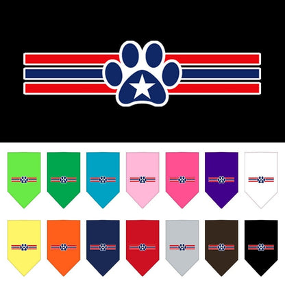 Pet and Dog Bandana Screen Printed, "Patriotic Star Paw"